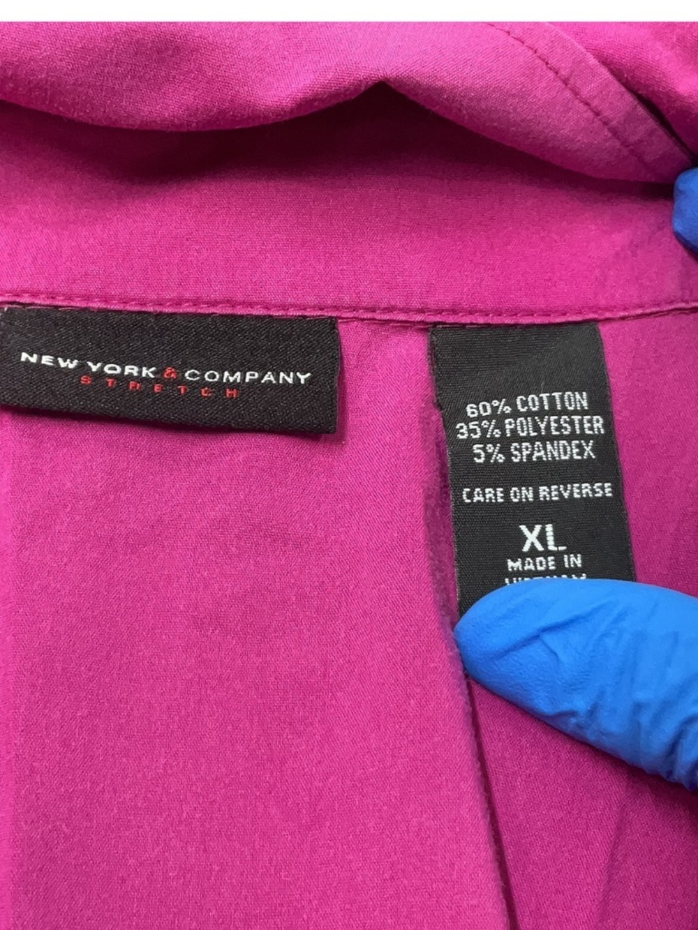 Size XL New York & Company Sleeveless Ruffle-Front Blouse - Fuchsia Pink - Picture 3 of 3